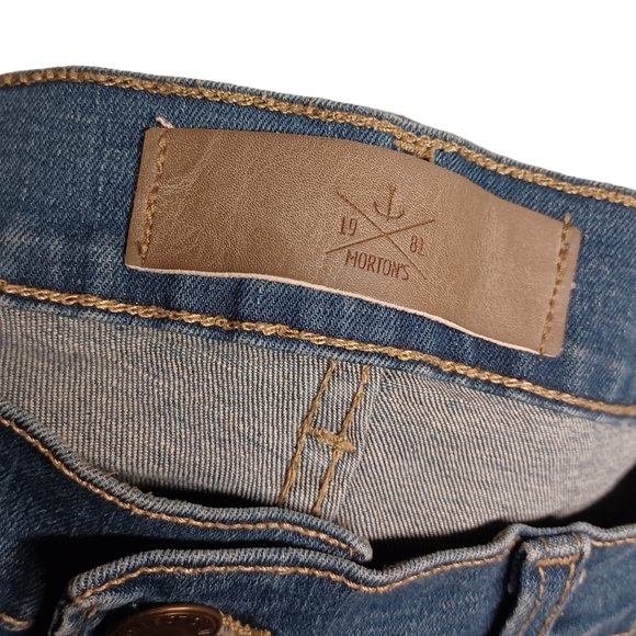 MORTON'S 1981 Dark Medium Blue Distressed High Rise Skinny Denim Jeans 36 - Picture 3 of 8
